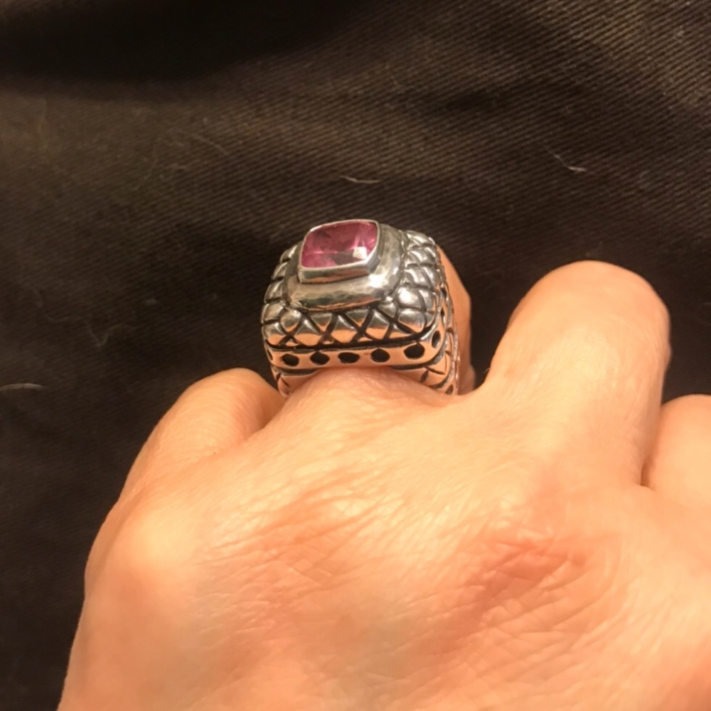 Dian Malouf Pink Topaz sterling silver ring